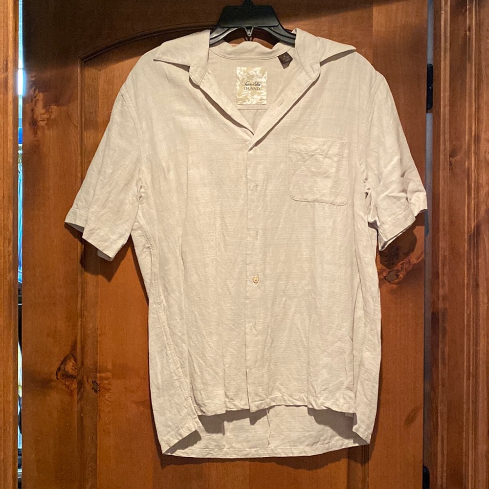 Mens Tasso Elba tan linen button down!